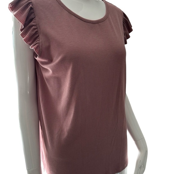 Stradivarius Brown Ruffled Sleeveless Blouse - Picture 3 of 6